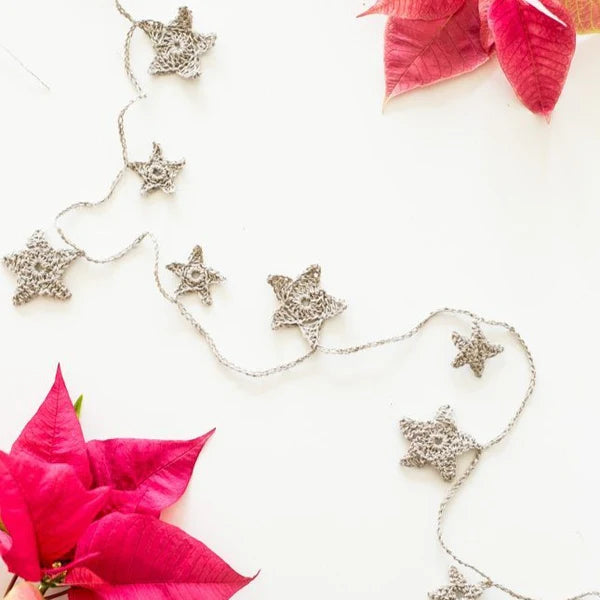 Tiny Ivory Crochet Star Garland Kit - By Flax & Twine