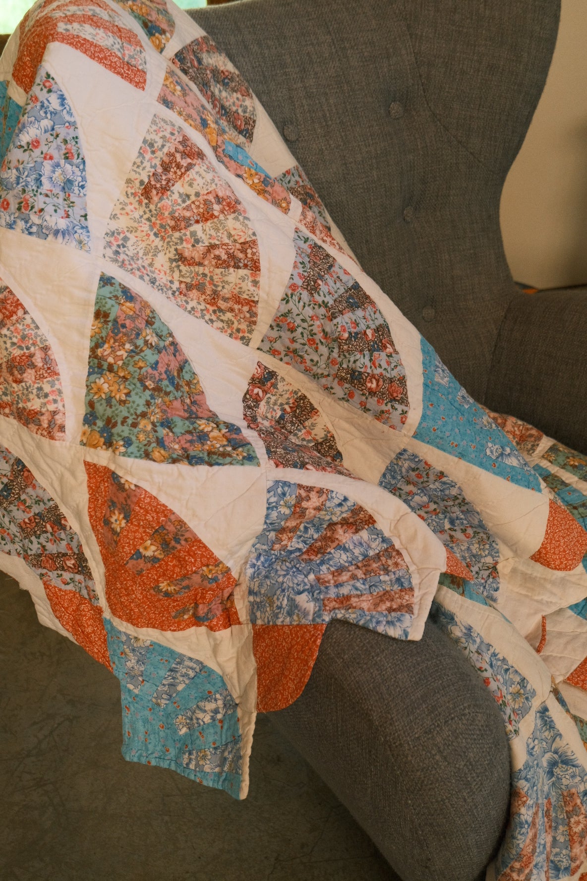 Vintage Full Sized Quilt - 1930's Grandmother's Fan