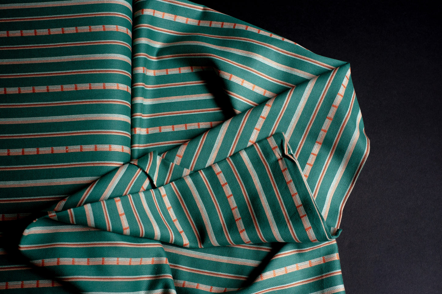 Woven Cotton - Monarch Grove - Ladder Stripe in Turquoise | by Fableism