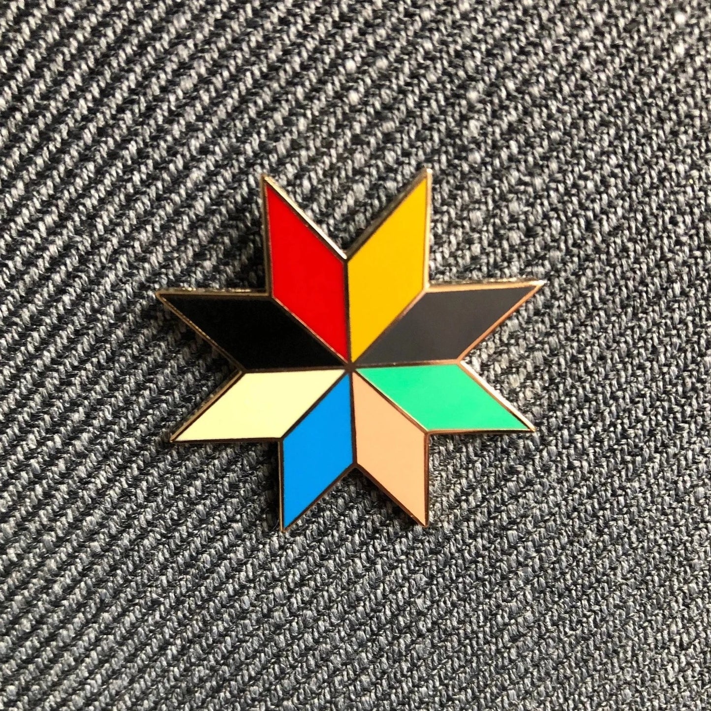 Patchwork Quilt Star Enamel Pin