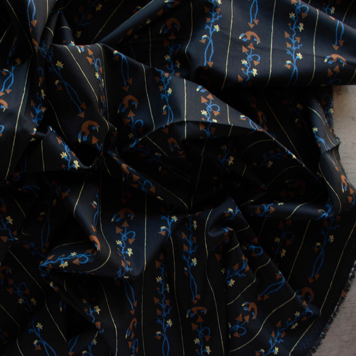Cotton Lawn - Fox and Squash Black by Emily Isabella - There Was A Fox - Birch Organic Fabrics