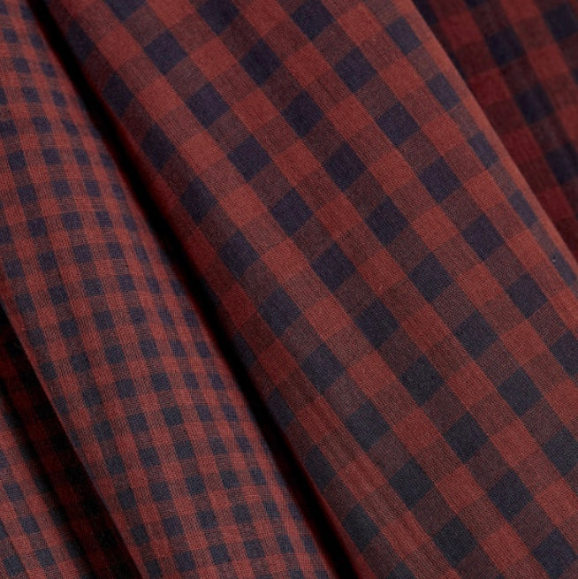 Double Gauze Gingham - Rust and Night by Atelier Brunette