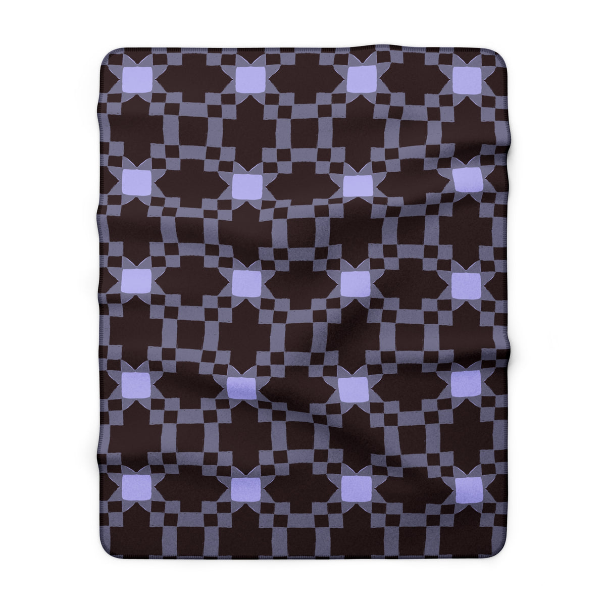 Geometric Quilt Star Sherpa Blanket — Lavender & Burgundy Fleece Throw
