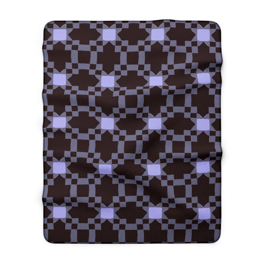 Geometric Quilt Star Sherpa Blanket — Lavender & Burgundy Fleece Throw