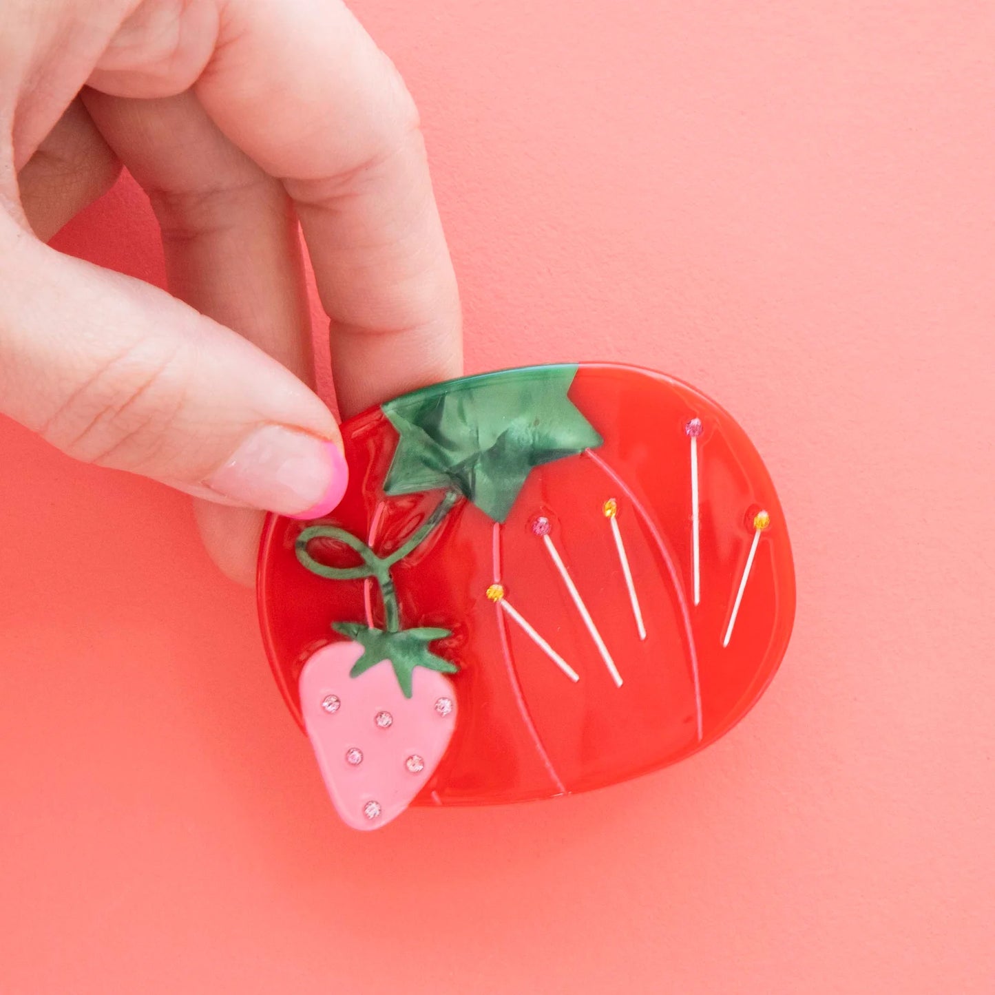 Sewing Tomato Pincushion French Barrette by Sarah Hearts