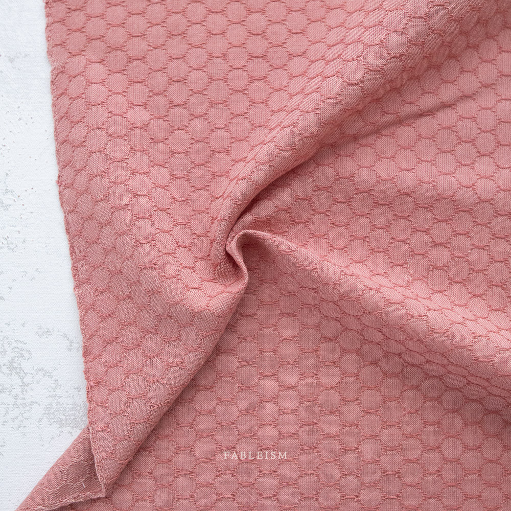 Woven Cotton - Forest Forage Honeycomb in Strawberry | by Fableism