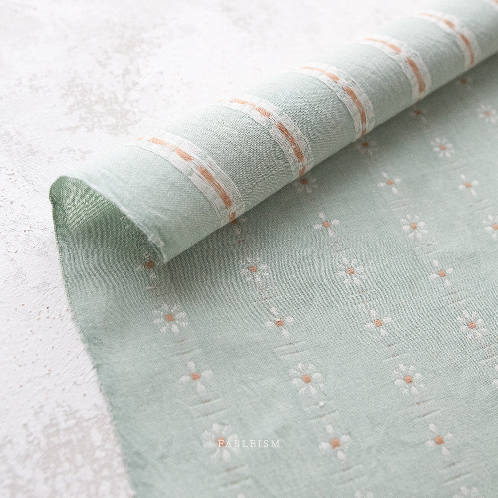 Woven Cotton - Forest Forage Daisies in Denim | by Fableism