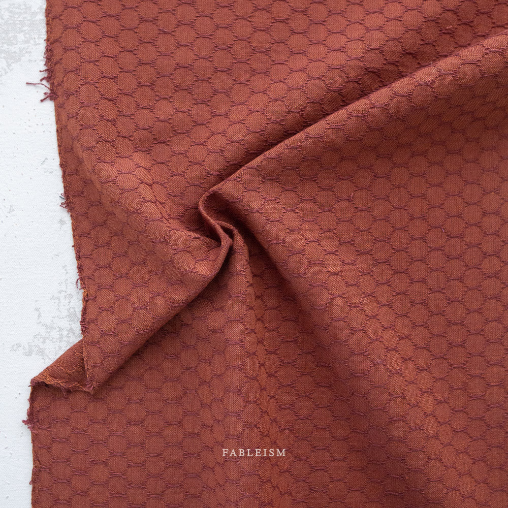 Woven Cotton - Forest Forage Honeycomb in Cognac | by Fableism