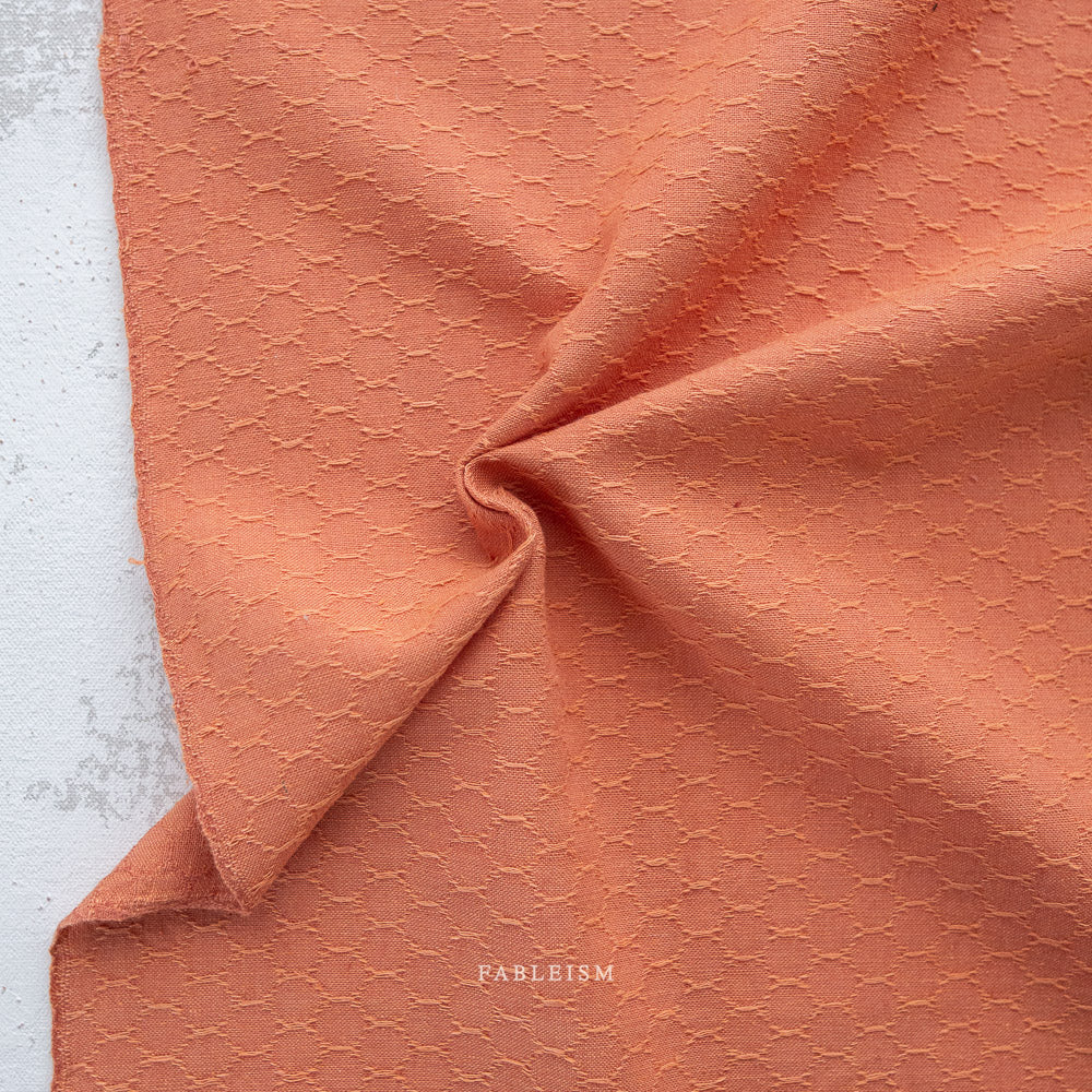 Woven Cotton - Forest Forage Honeycomb in Grapefruit | by Fableism