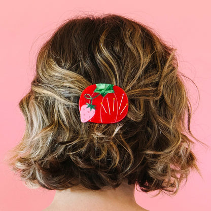 Sewing Tomato Pincushion French Barrette by Sarah Hearts