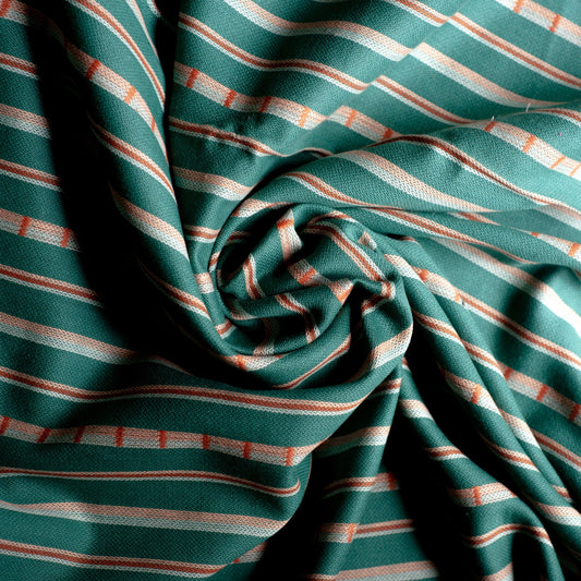 Woven Cotton - Monarch Grove - Ladder Stripe in Turquoise | by Fableism