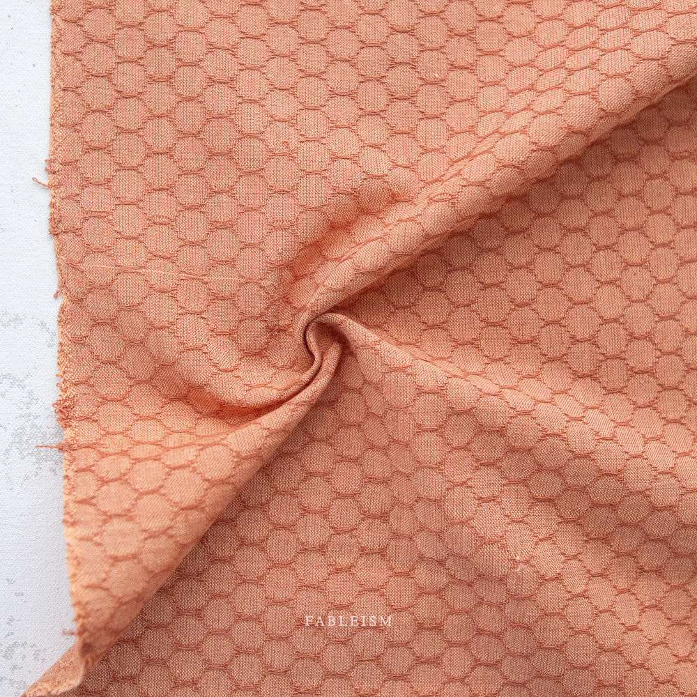 Woven Cotton - Forest Forage Honeycomb in Persimmon | by Fableism