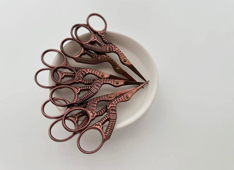 Rose Gold Stork Embroidery Scissors