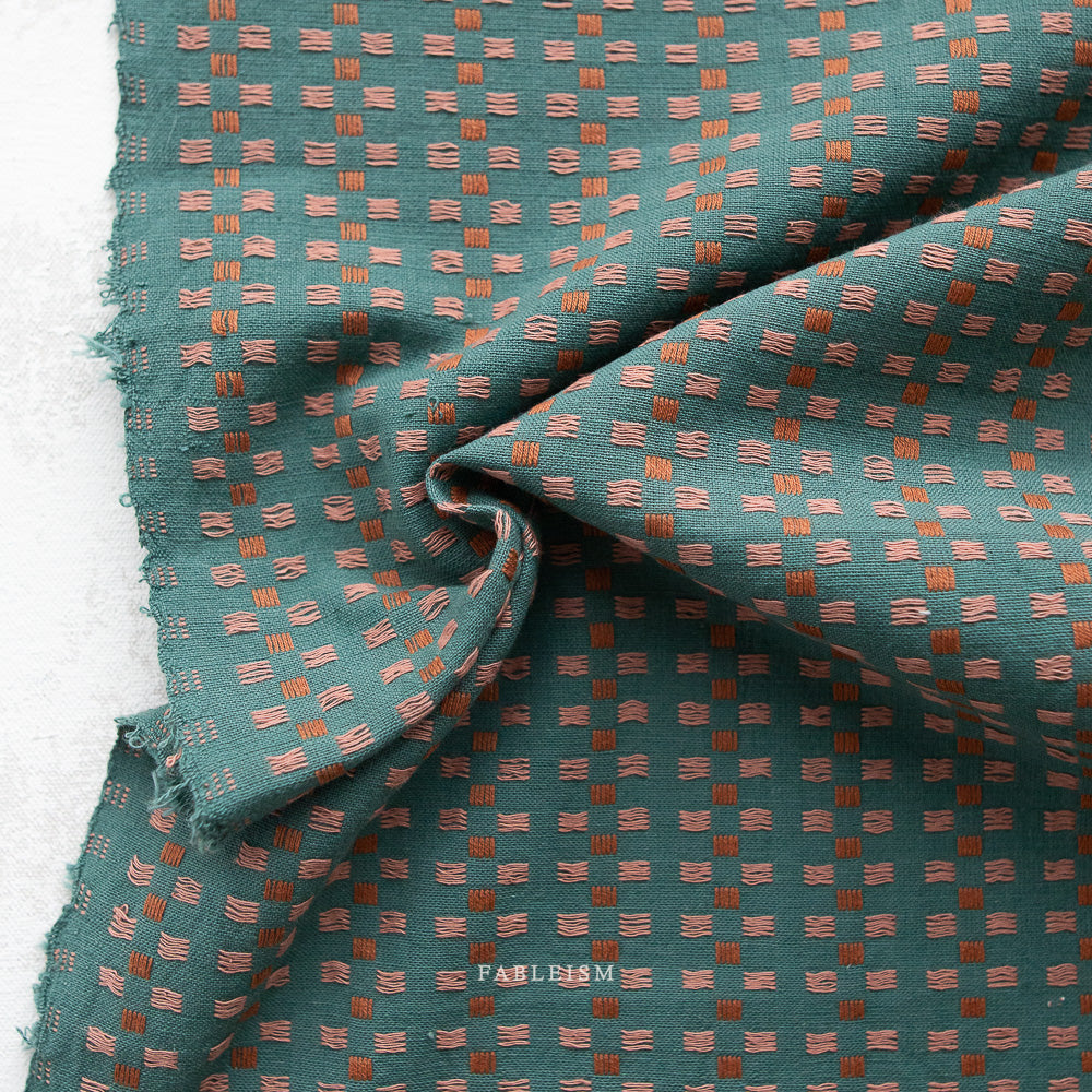 Preorder! Woven Cotton - Teal Basket Weave | Canyon Springs by Fableism