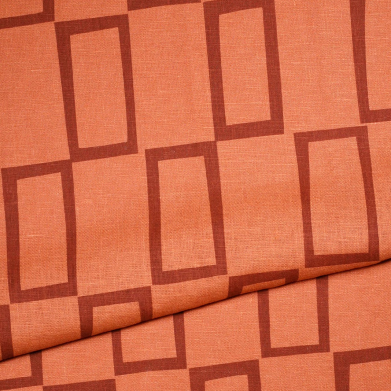 Linen - Windows in Salmon handprinted by Willows Ship