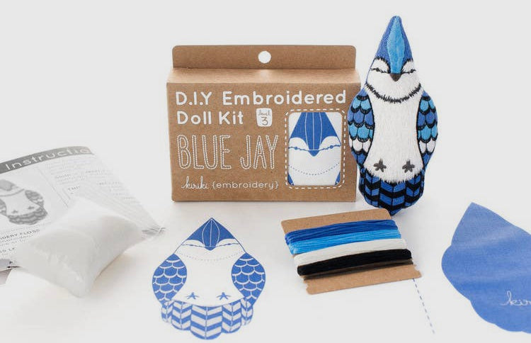 Blue Jay - Embroidery Doll Kit by Kiriki Press