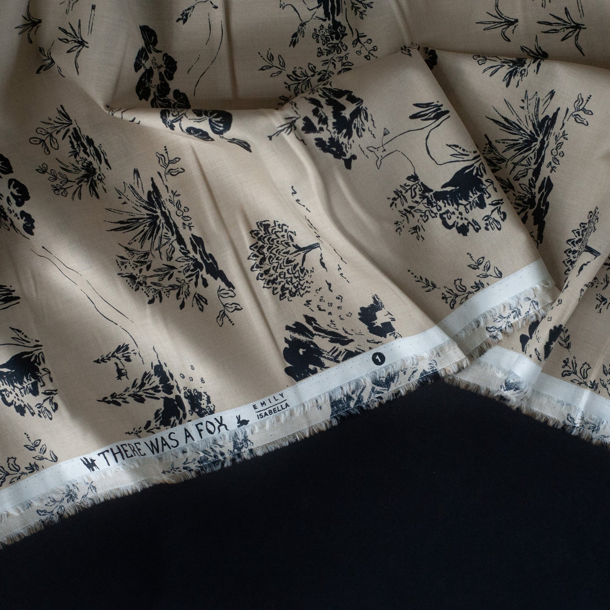 Cotton Lawn - Tea Toile by Emily Isabella - There Was A Fox - Birch Or ...