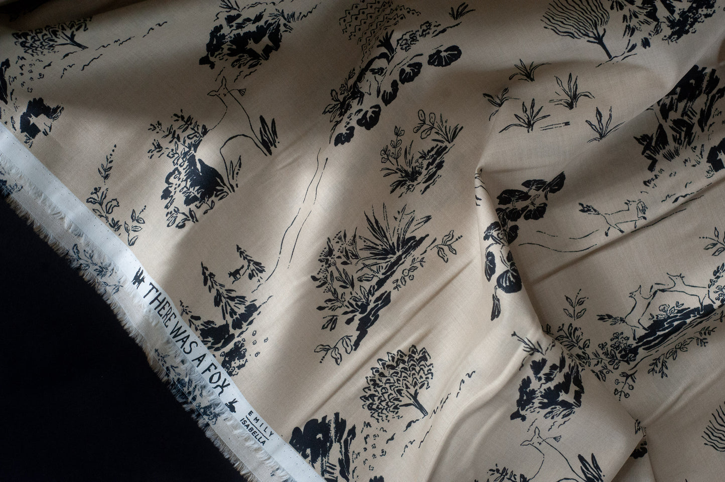 Cotton Lawn - Tea Toile by Emily Isabella - There Was A Fox - Birch Or ...