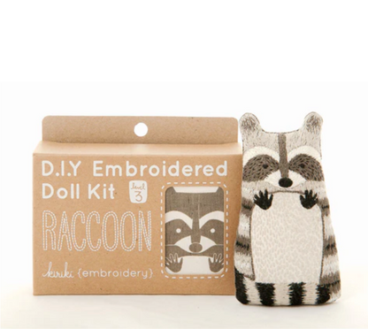 Raccoon - Embroidery Doll Kit by Kiriki Press