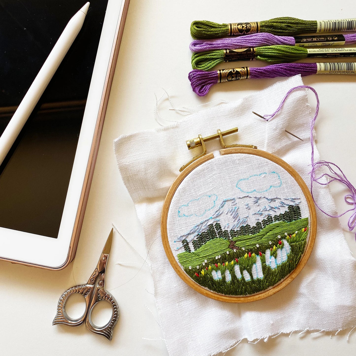 Mount Rainier: Beginner Embroidery Kit by Rosanna Diggs